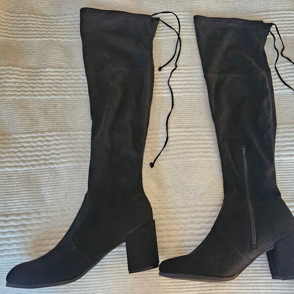Lulus Tahlia Black Over-the-Knee Boots. Size: 10 - Picture 5 of 8